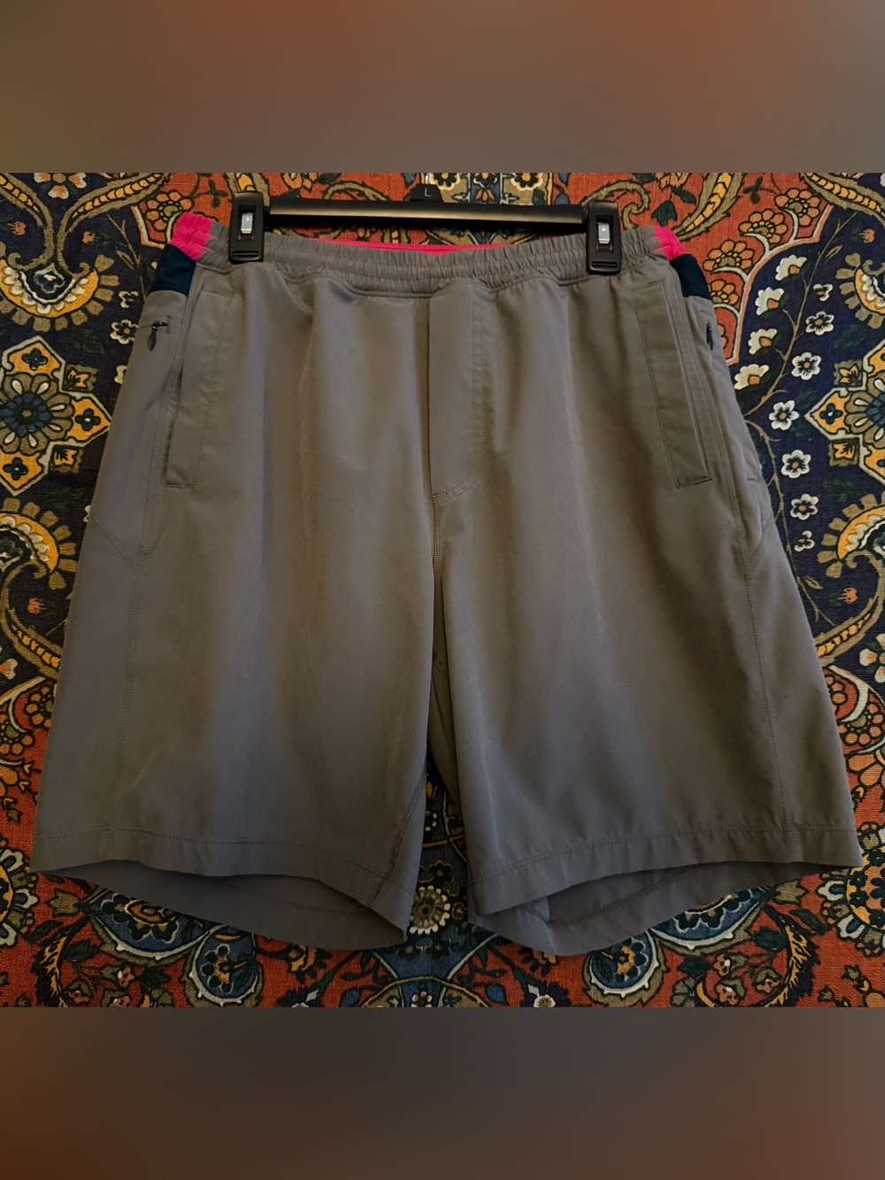 Birddogs BOOMSTICK Men's Athletic Shorts in Gray w/ Magenta Trim and full liner